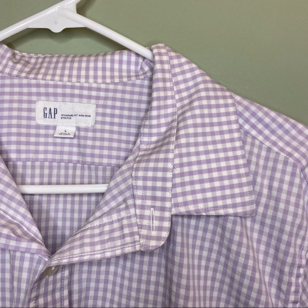 Gap Men’s Purple Checked Button Down Dress Shirt L - Picture 2 of 4